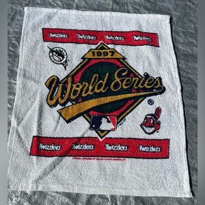 Vintage MLB 1997 World Series Rally Towel Cleveland Indians Florida Marlins